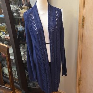 One A Women Dark Blue Open Knit Cardigan 1X